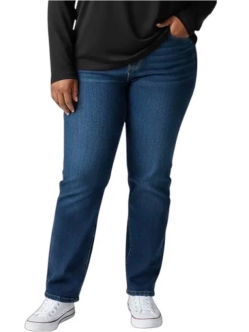 LANE BRYANT Woman’s Plus size 18/20 Black Long Sleeve Top with Top Cut Out